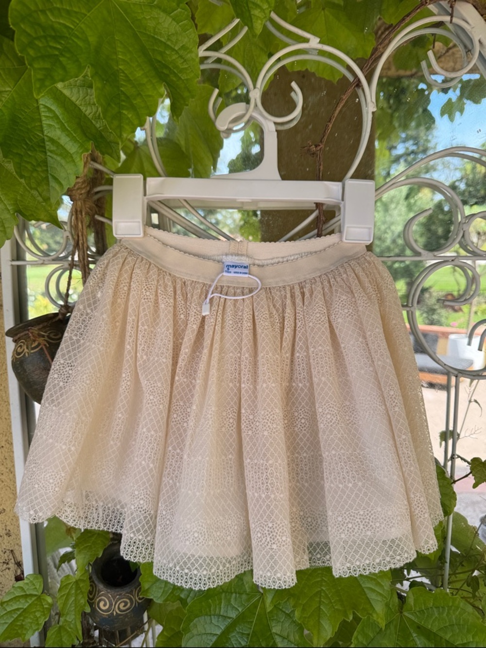 Mayoral Beige Lace & Tulle Twirl Skirt